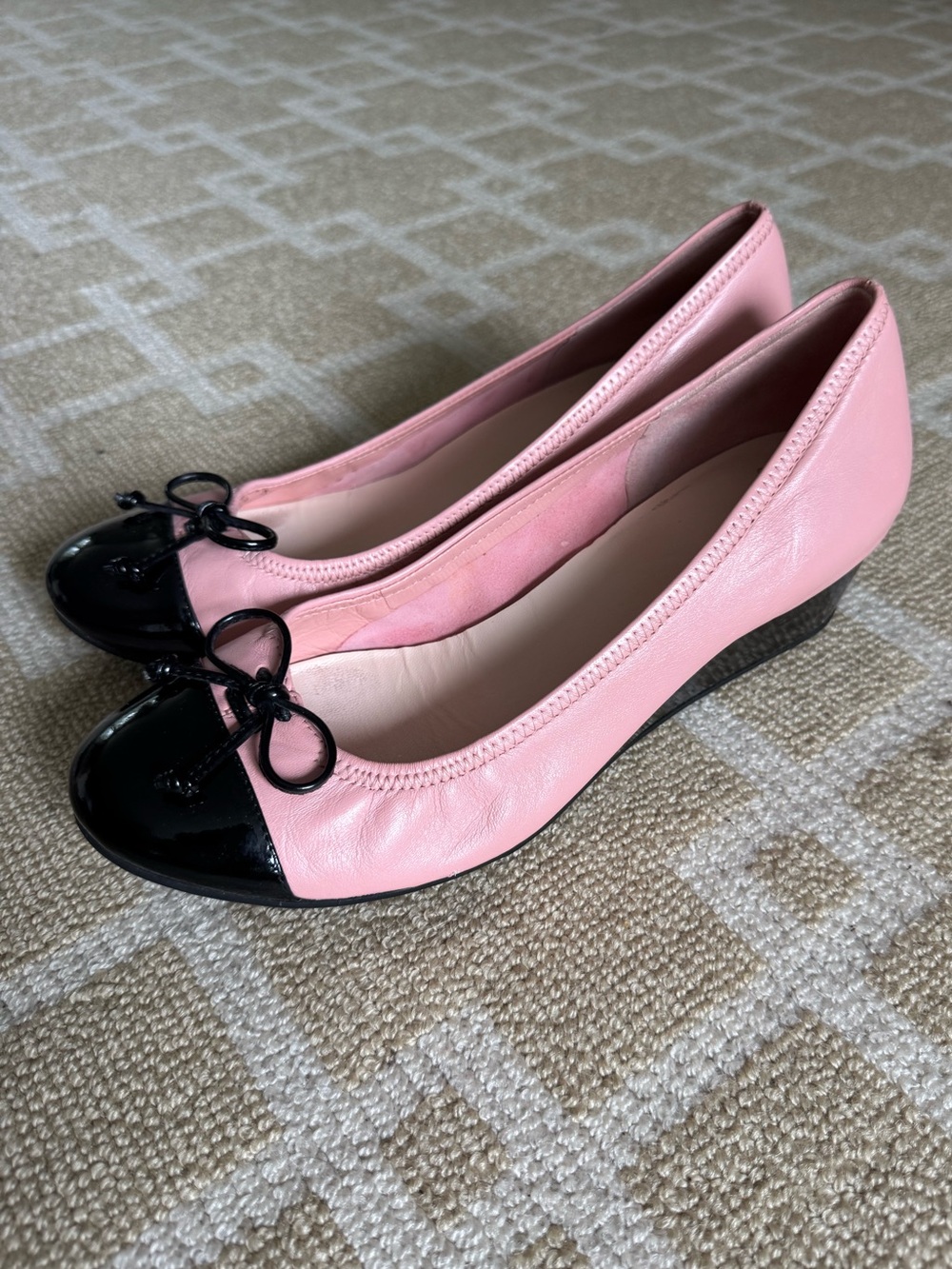 Cole Haan Nike Air Pink Leather Cap Toe Wedge Ballet Shoes Size 8.5 - Picture 9 of 13